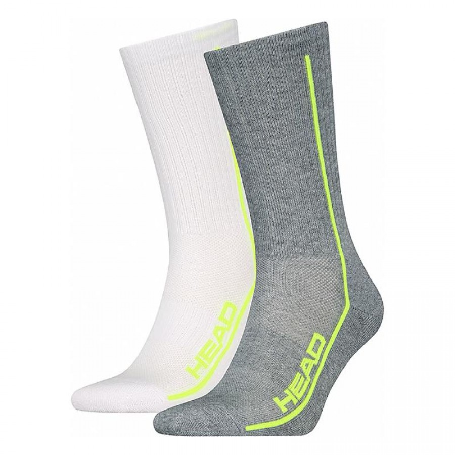 Head Performance Chaussettes Crew Blanc Lime Gris 2 Paires  Offre - Pas cher