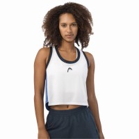 Camiseta Head Play Crop Top Blanco Azul Royal Mujer  Oferta + Barato